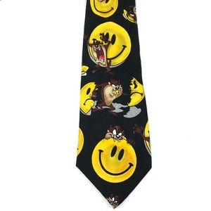 Looney Tunes 1996 Tasmanian Tie Devil Taz Smiley Face Vintage Mens Necktie